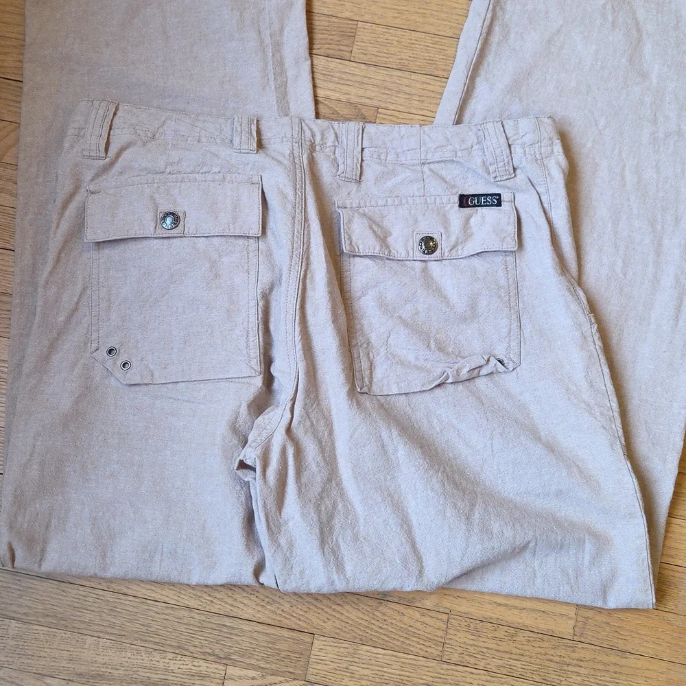 Guess Men's Beige Tan Linen Pants Size 30 Y2K